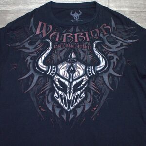 Y2K Warrior International MMA AOP Graphic Print T-Shirt Size XL Black Grunge